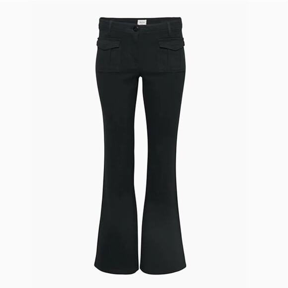 Wilfred Free Aritzia Vienne Pant Low Rise Flare Leg Jeans woman’s size 6 black - Picture 7 of 9